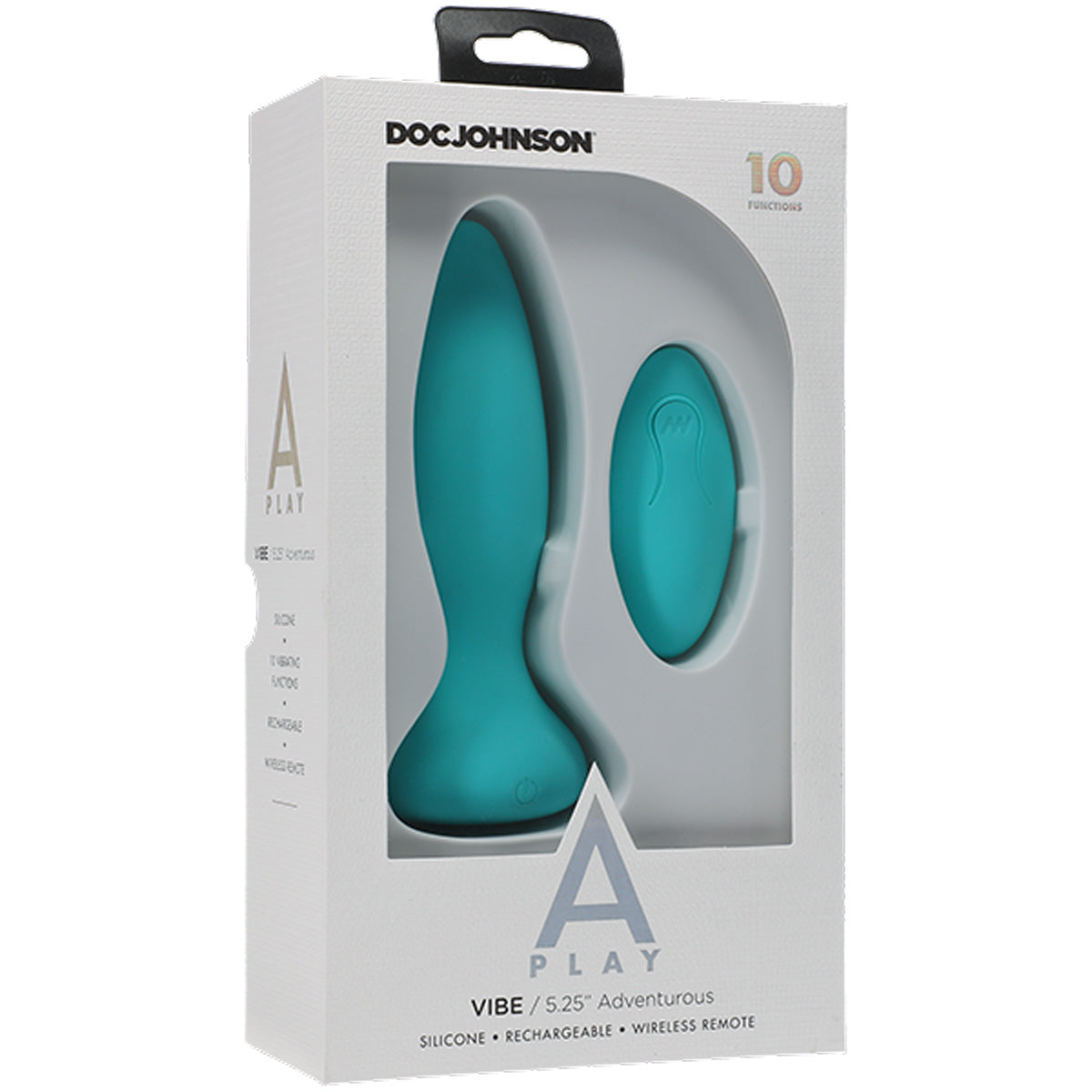 Doc Johnson A Play Adventurous VIBE – Plug anal vibrant en silicone avec télécommande – Bleu sarcelle