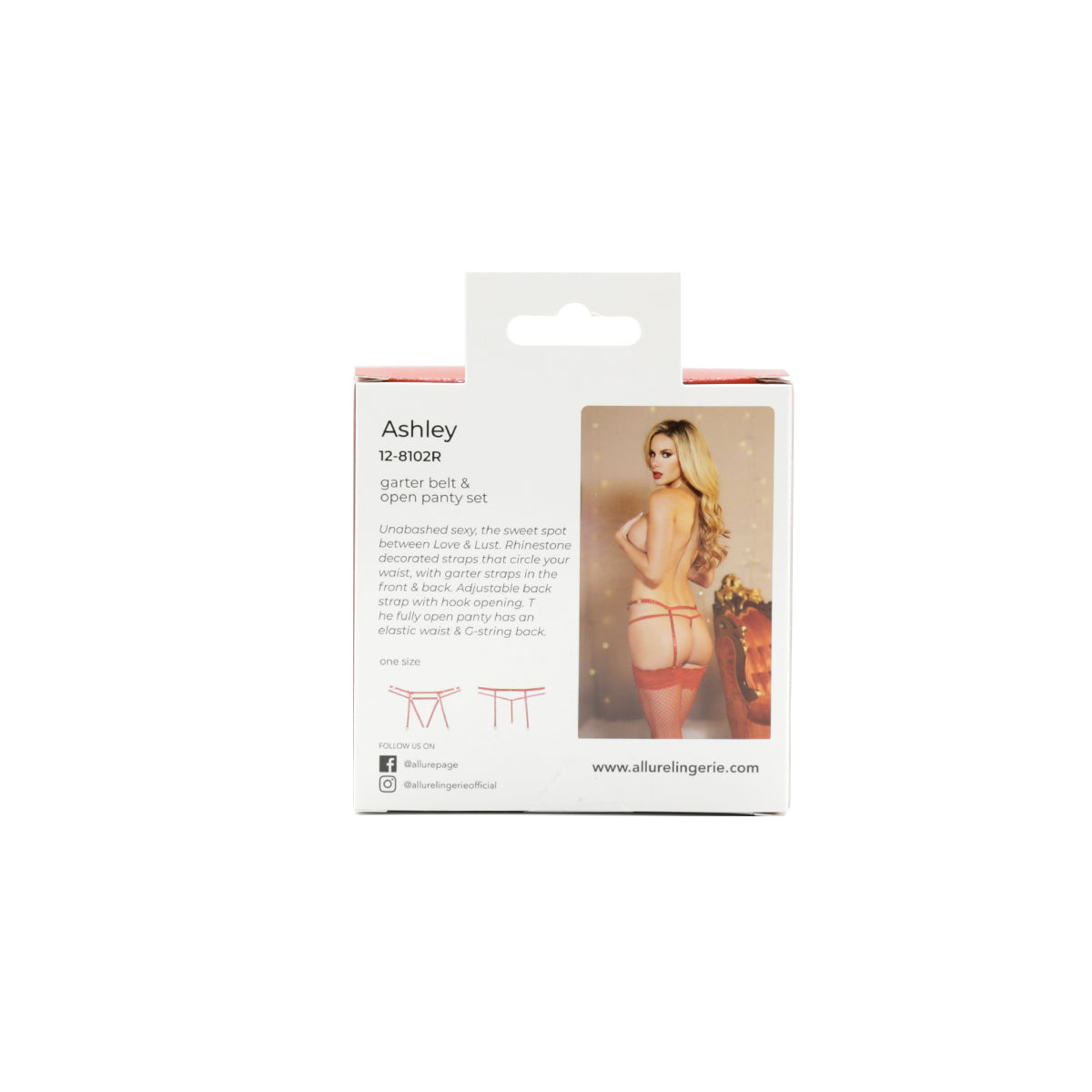 Allure - Ashley Garter Belt & Open Panty Set - Red