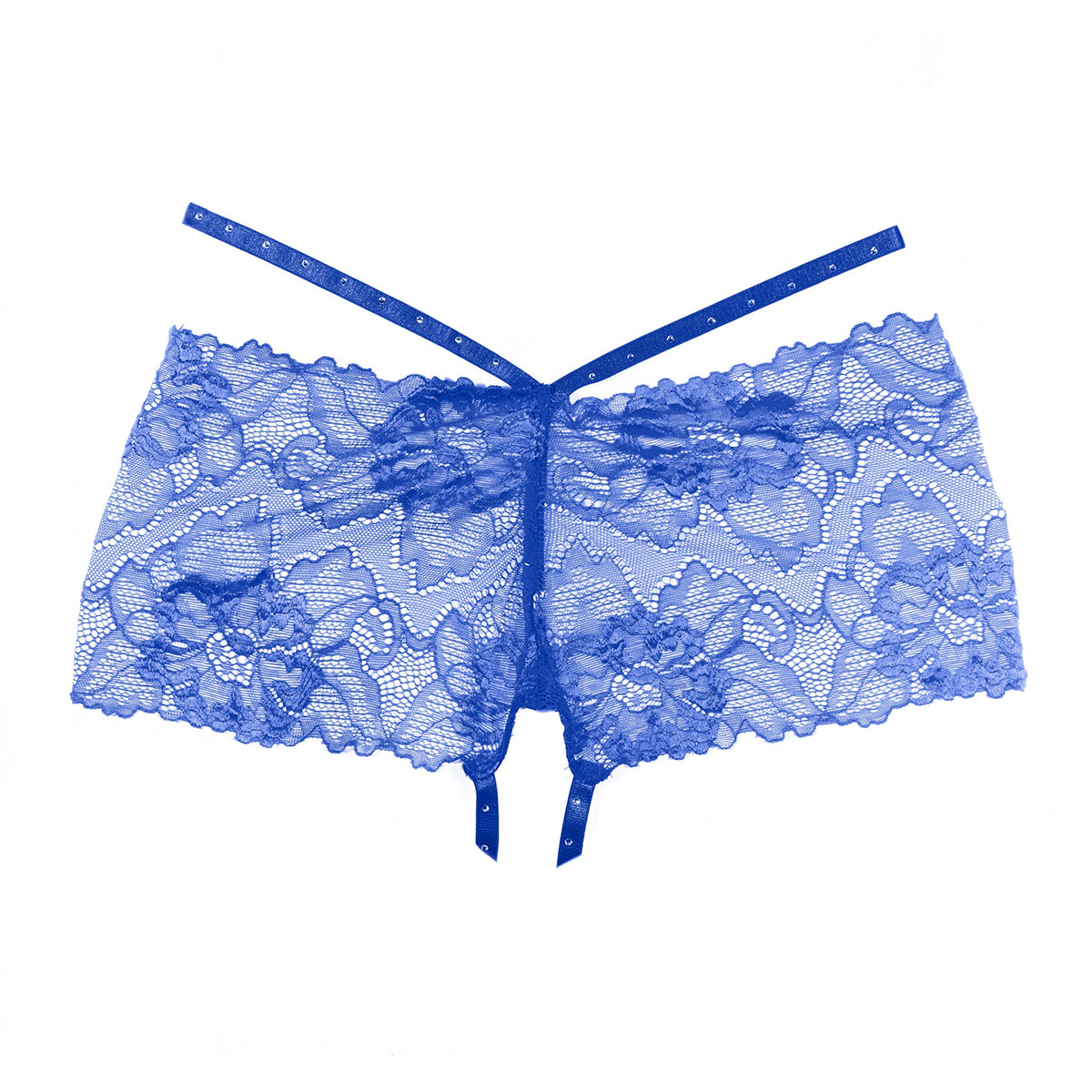Allure - Kelly Lace Crotchless Shorts - Blue