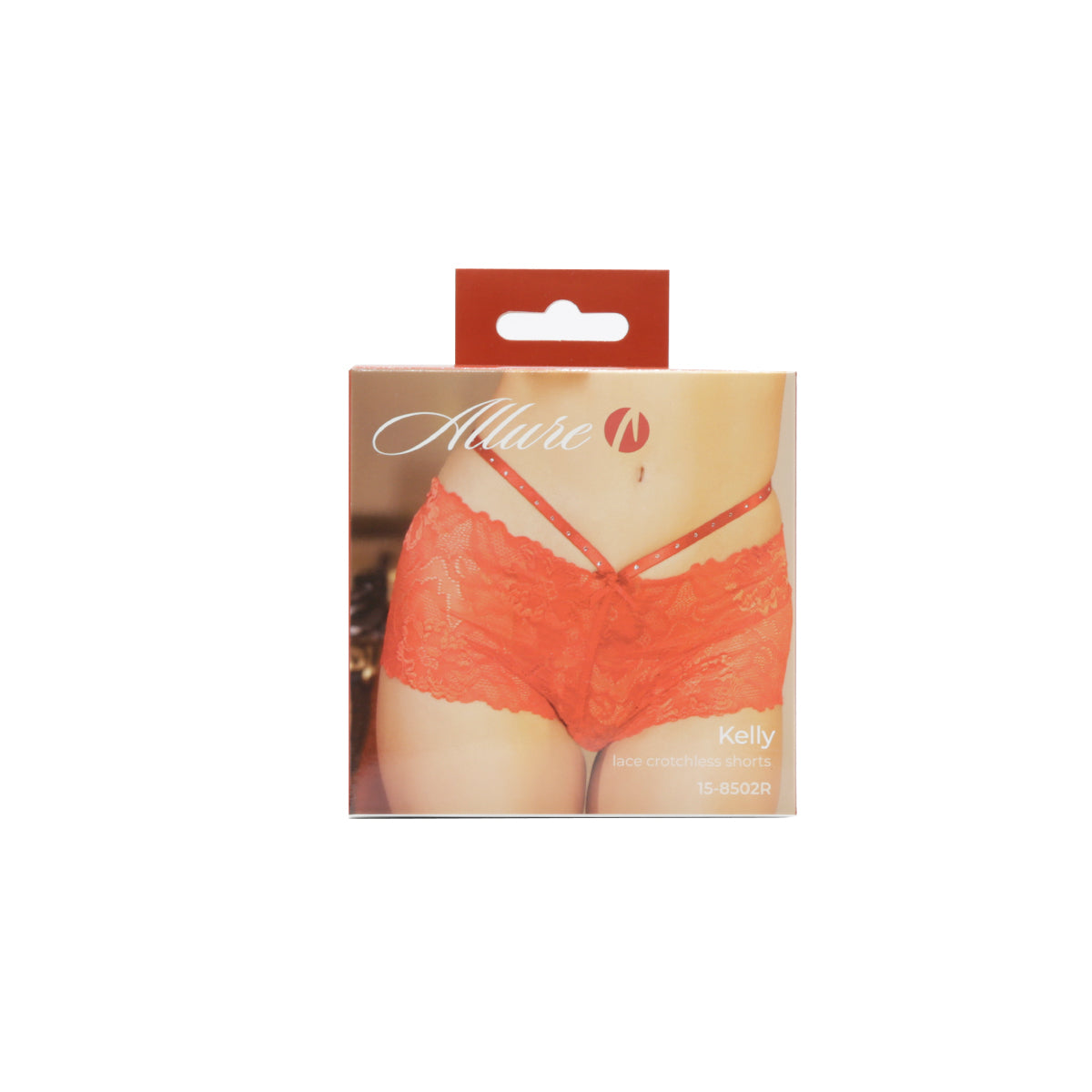 Allure - Kelly Lace Crotchless Shorts - Red