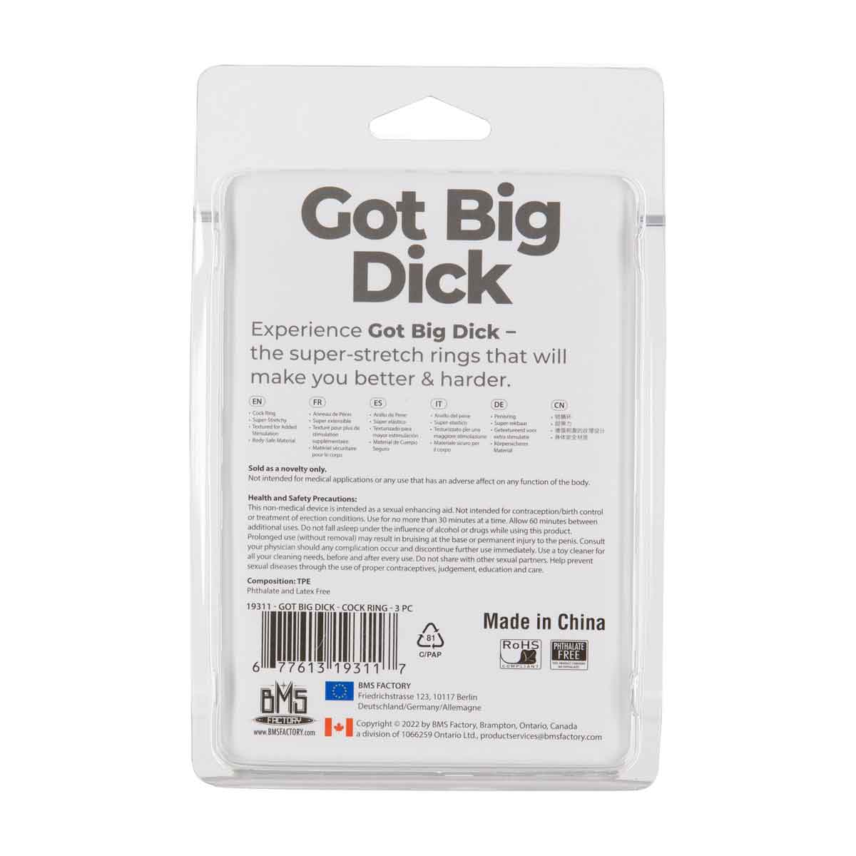 Got Big Dick - Super Stretch Cock Rings - Black - 3 Pack