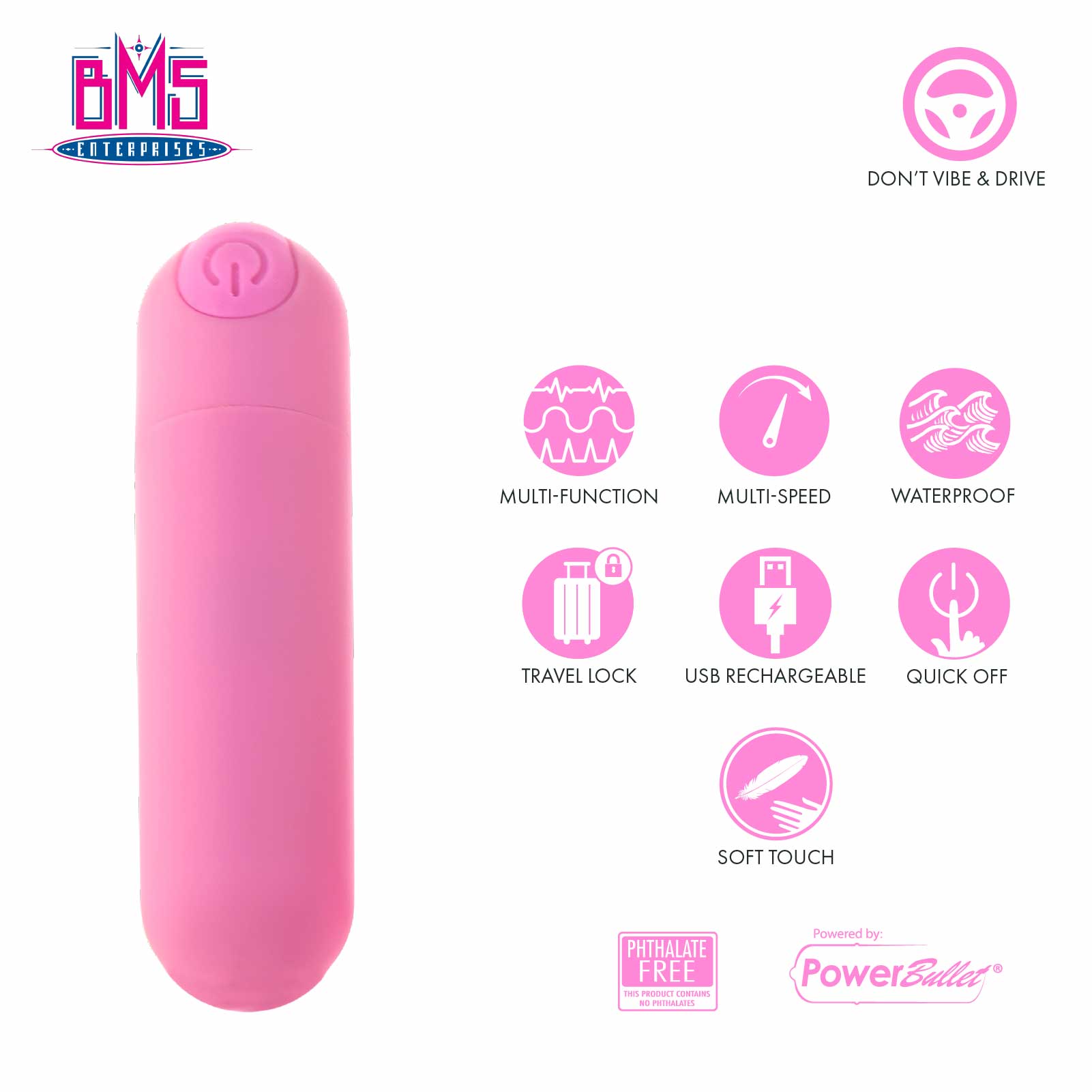 Pure Love® - Balle vibrante rechargeable avec étui en silicone - Rose