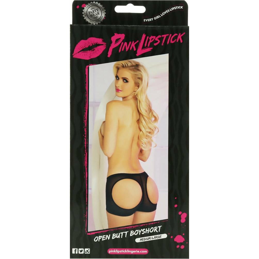 Boyshort ouvert à lèvres roses – Noir – M/L