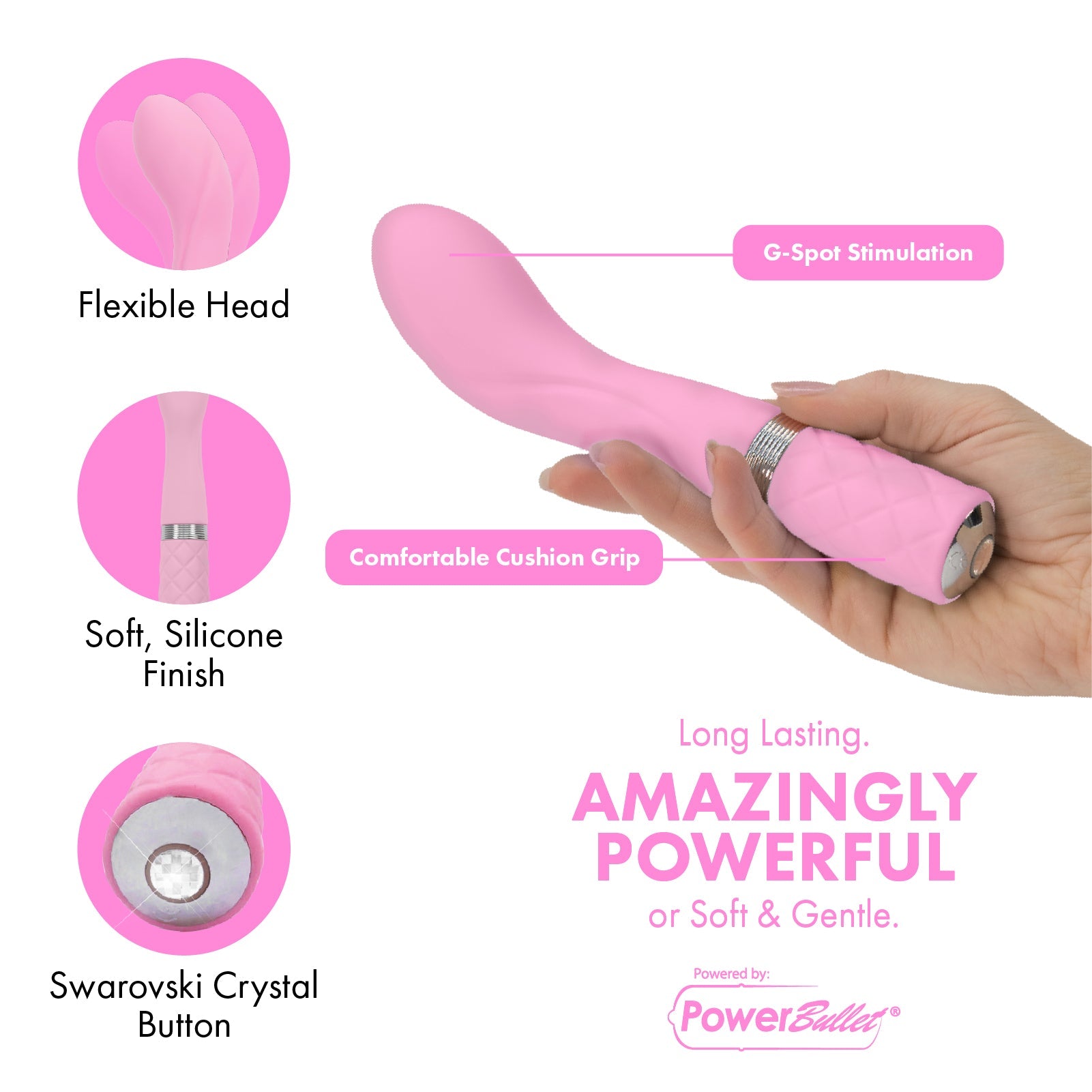 Pure Love® - Vibrateur Point G avec Cristal Swarovski® - Rose
