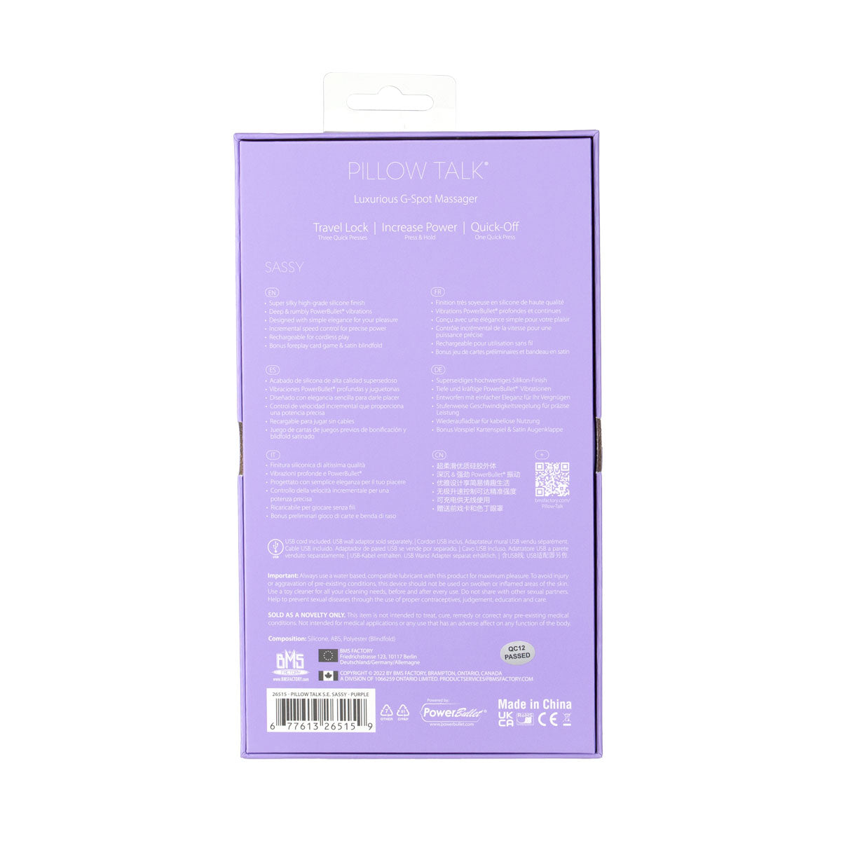 Pillow Talk - Édition Spéciale Sassy - Masseur G-Spot de Luxe - Rechargeable - Violet