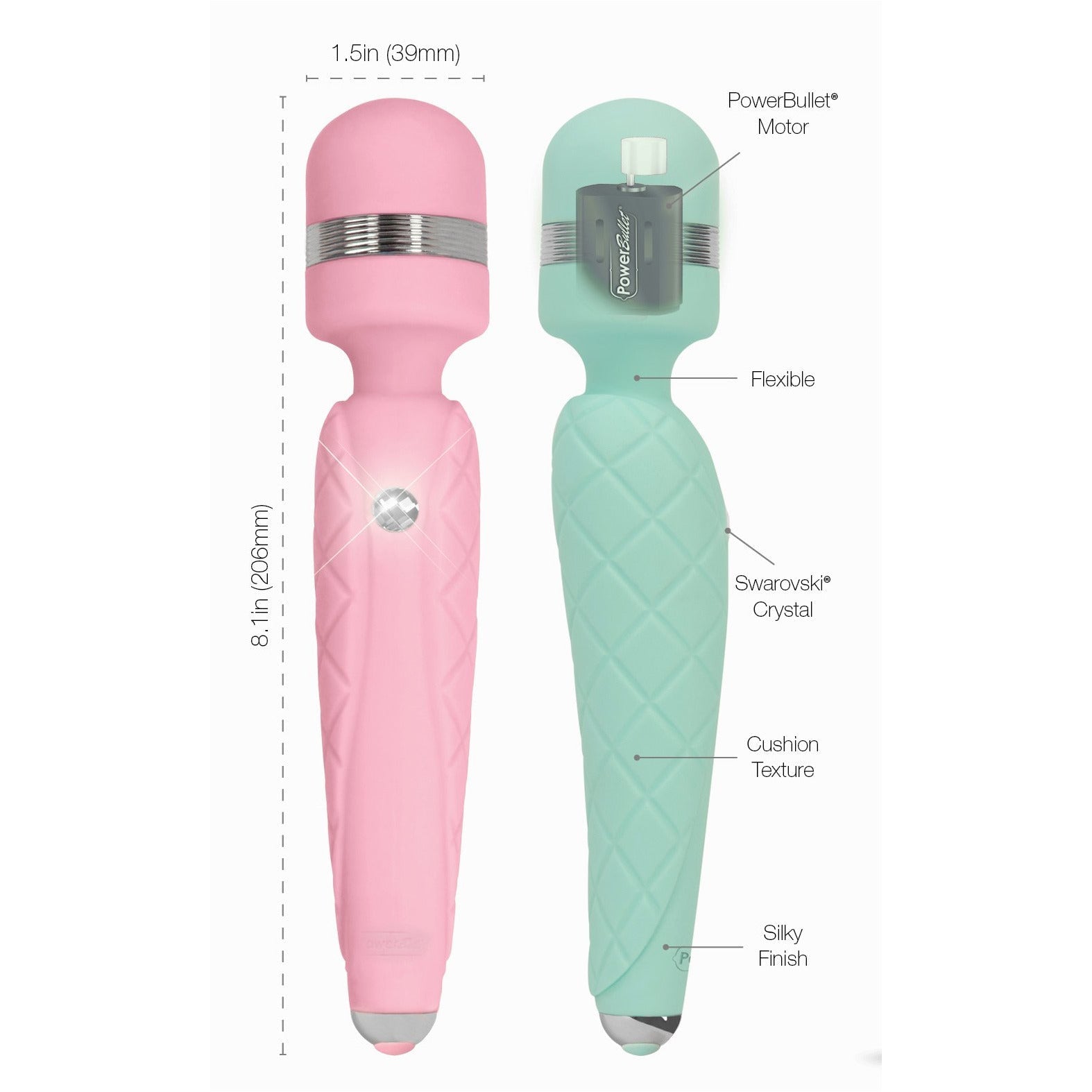 PILLOW TALK - CHEEKY - Rechargeable Wand Massager - Pink
