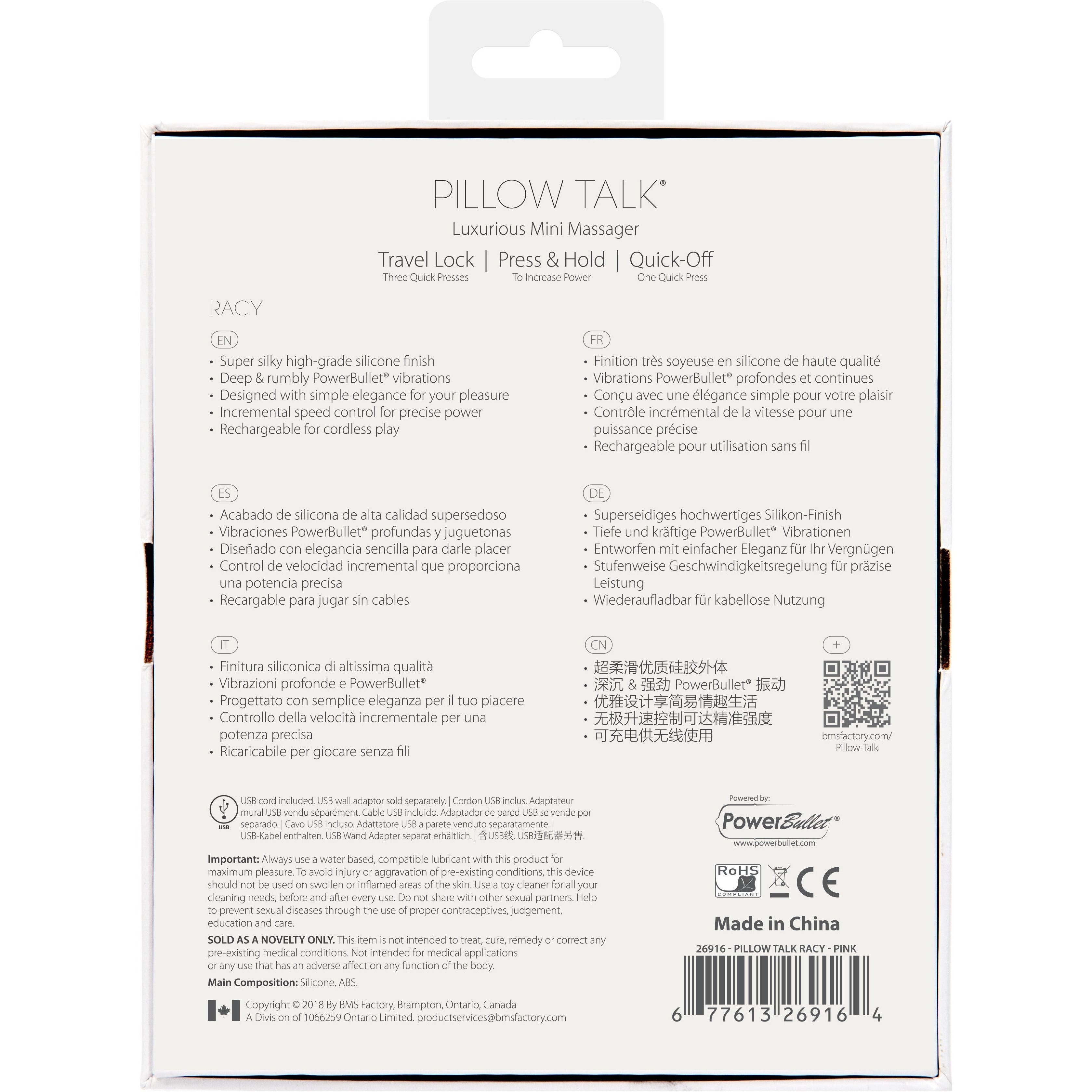 Pillow Talk - Racy Mini Vibrator - Rechargeable - Pink