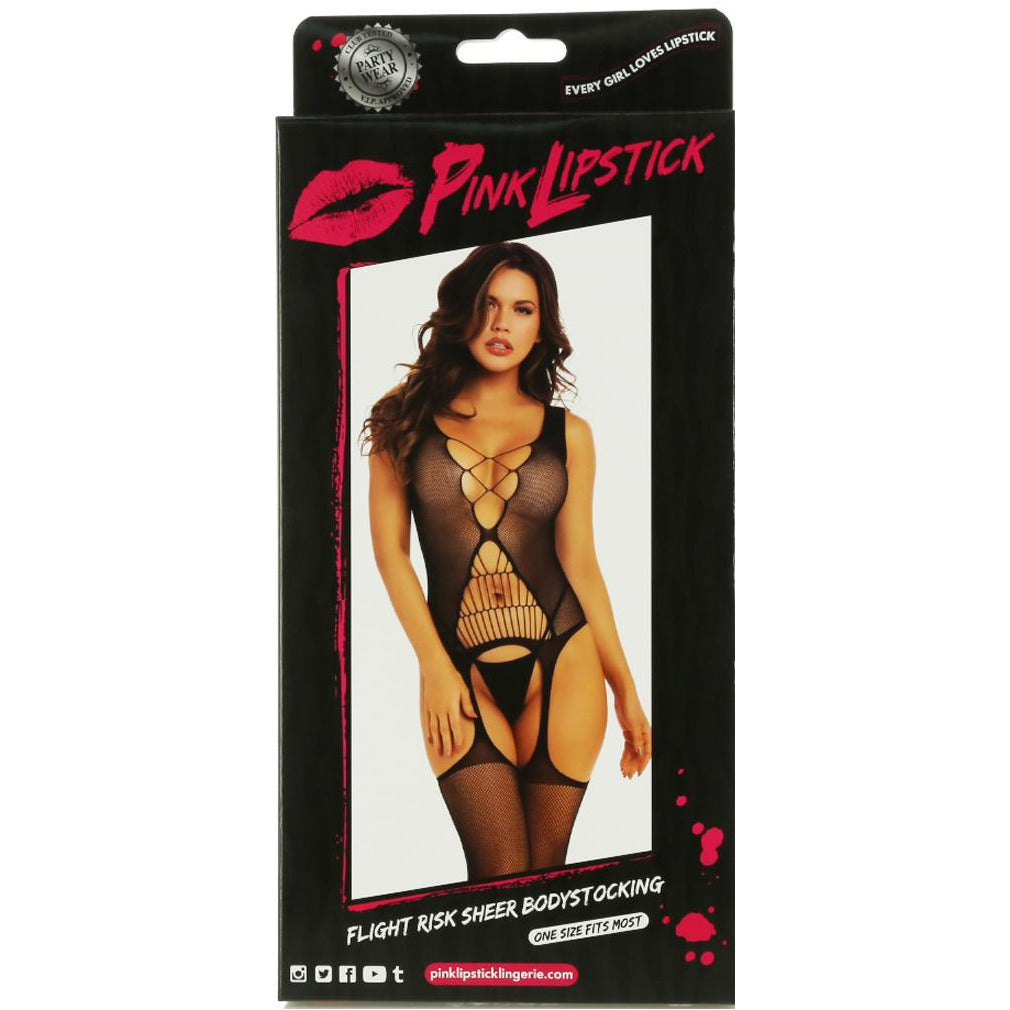 Bas résille Pink Lipstick Flight Risk transparent - Noir - Taille unique