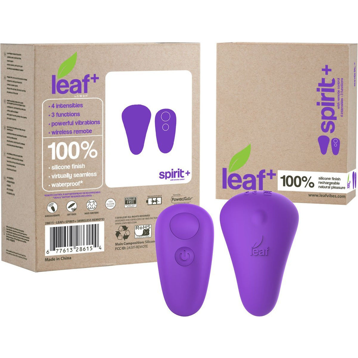 Swan - Leaf+ - Vibrateur culotte Spirit+ avec télécommande - Rechargeable - Violet