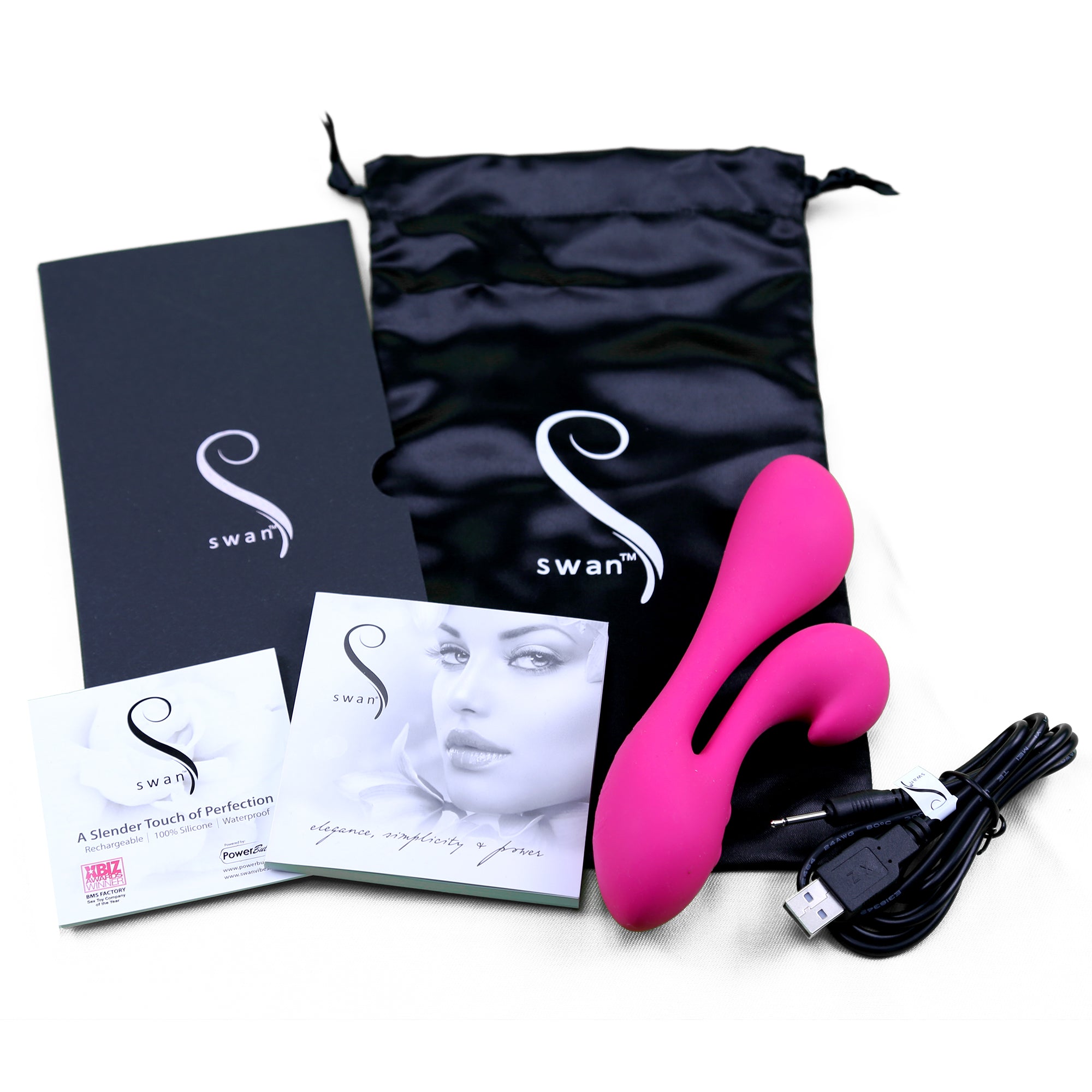 Swan - Silhouette - Dual Vibrator - Rechargeable - Pink