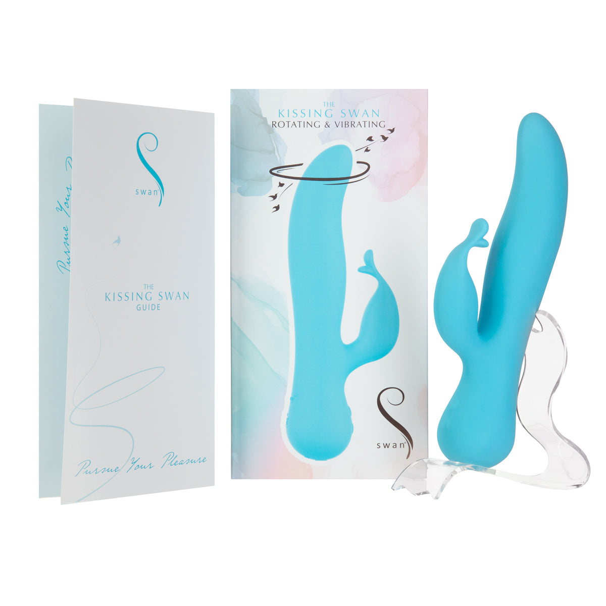 Swan - Kissing Swan - Dual Action Vibrator - Blue