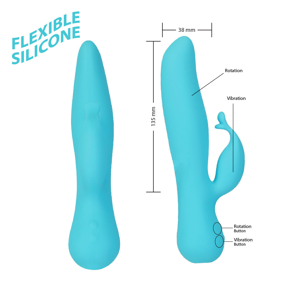 Swan - Cygne qui s'embrasse - Vibrateur double action - Bleu