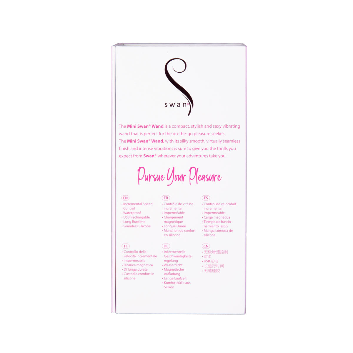 Swan - Mini Wand - Clitoral Vibrator - Rechargeable - Pink