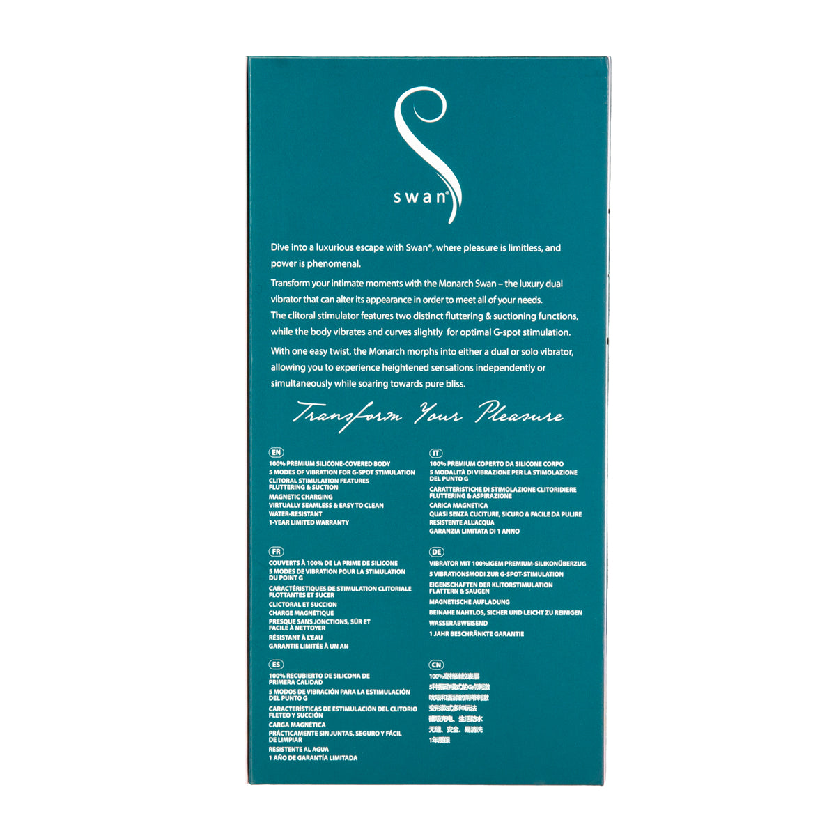 Swan - Monarch - Transform With A Twist Vibrator & Stimulator - Teal