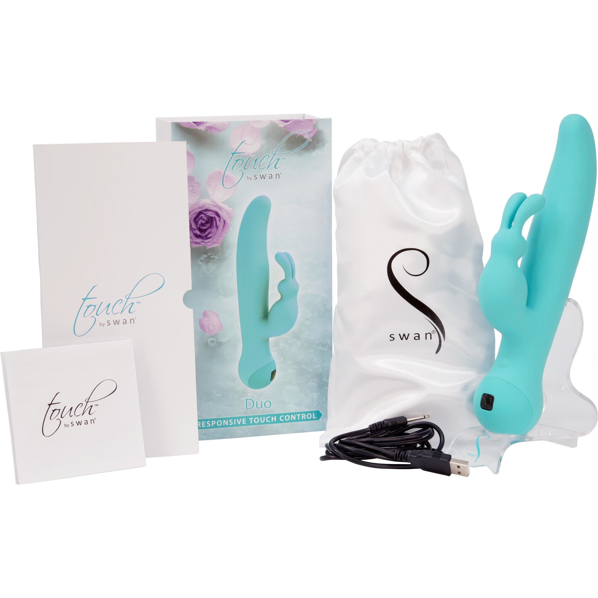 Swan - Touch - Duo - Vibrateur Lapin Double - Rechargeable - Bleu Sarcelle