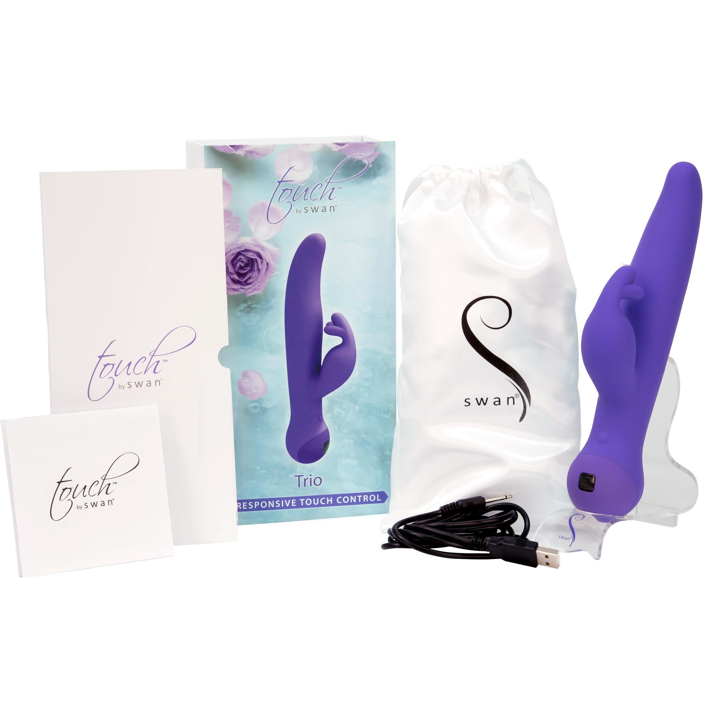 Cygne - Touch - Trio - Vibromasseur Lapin - Rechargeable - Violet