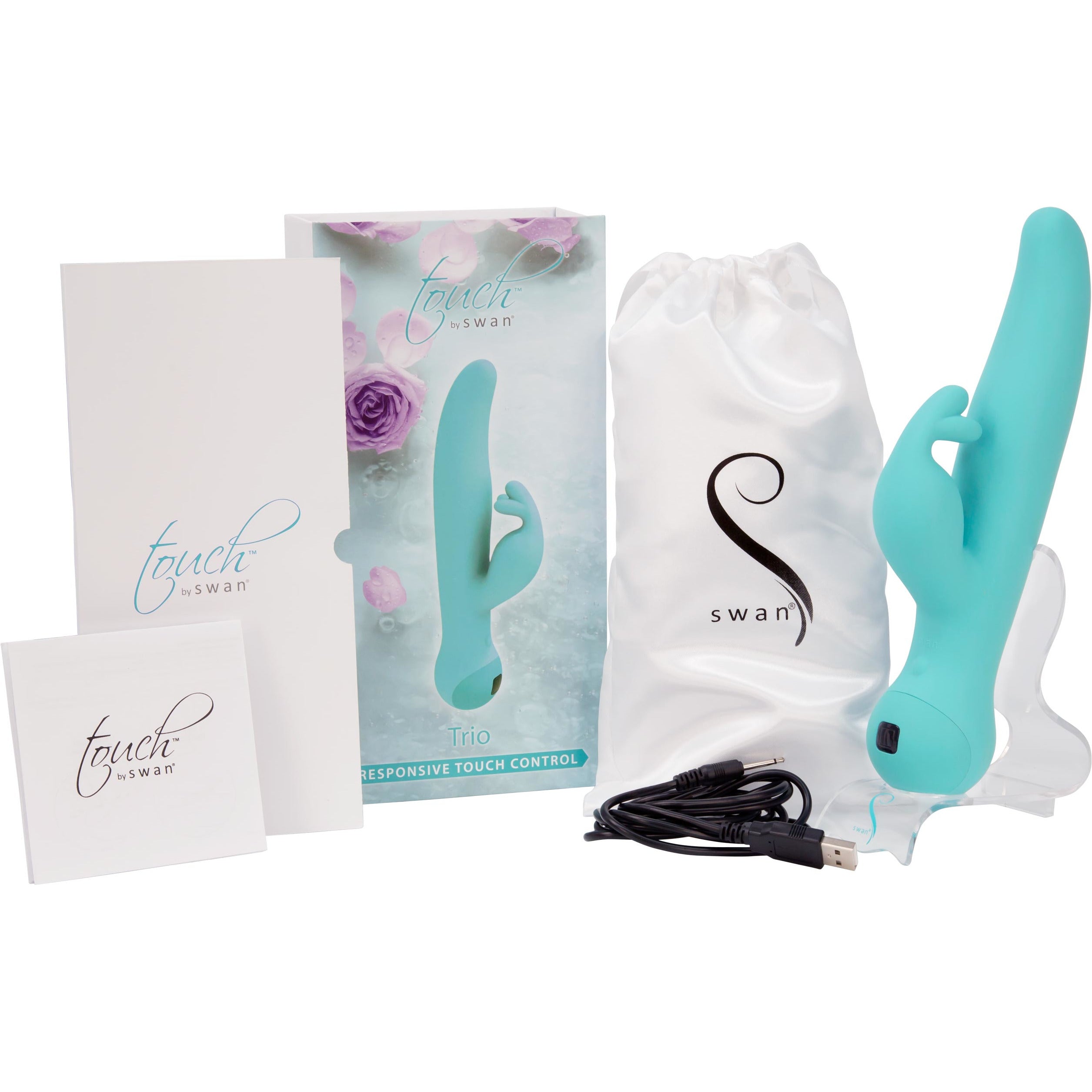 Swan - Touch - Trio - Vibromasseur lapin - Rechargeable - Bleu sarcelle