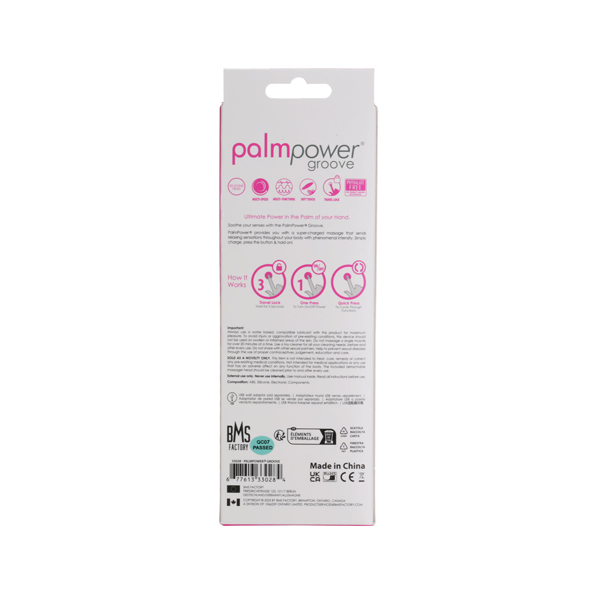 PalmPower - Mini baguette de massage Groove - Rose