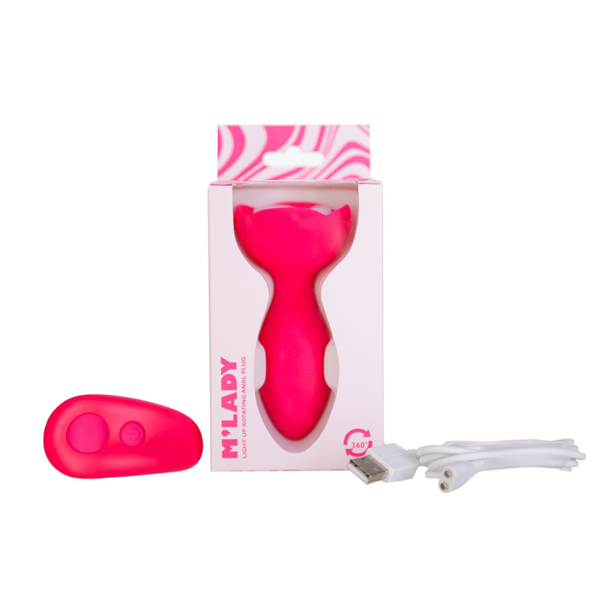 M'Lady - Light Up Rotating Anal Plug - Pink