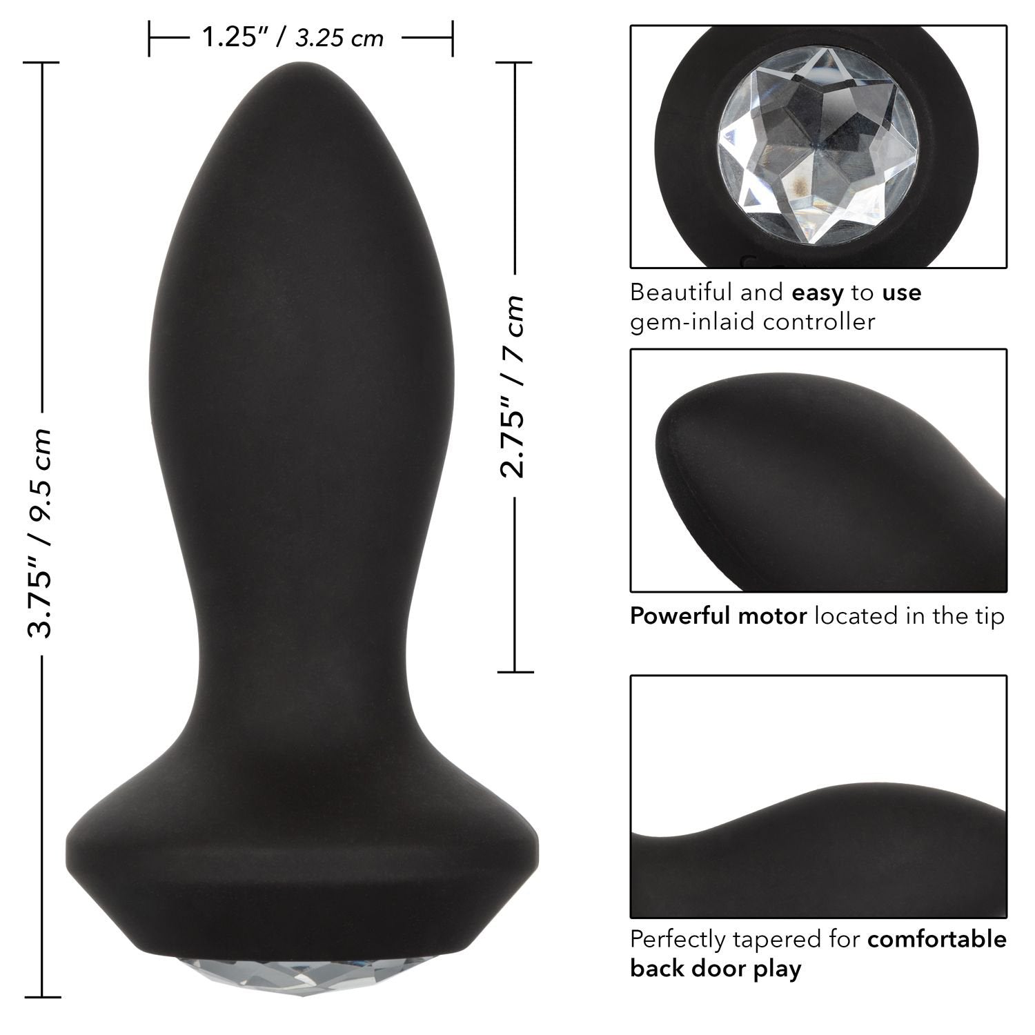 CalExotics® Sonde Vibrante en Cristal Power Gem – Noire