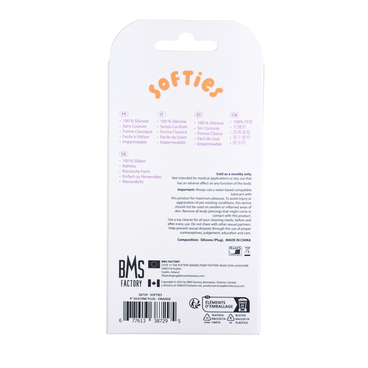 Softies Plug anal en silicone 10 cm – Orange
