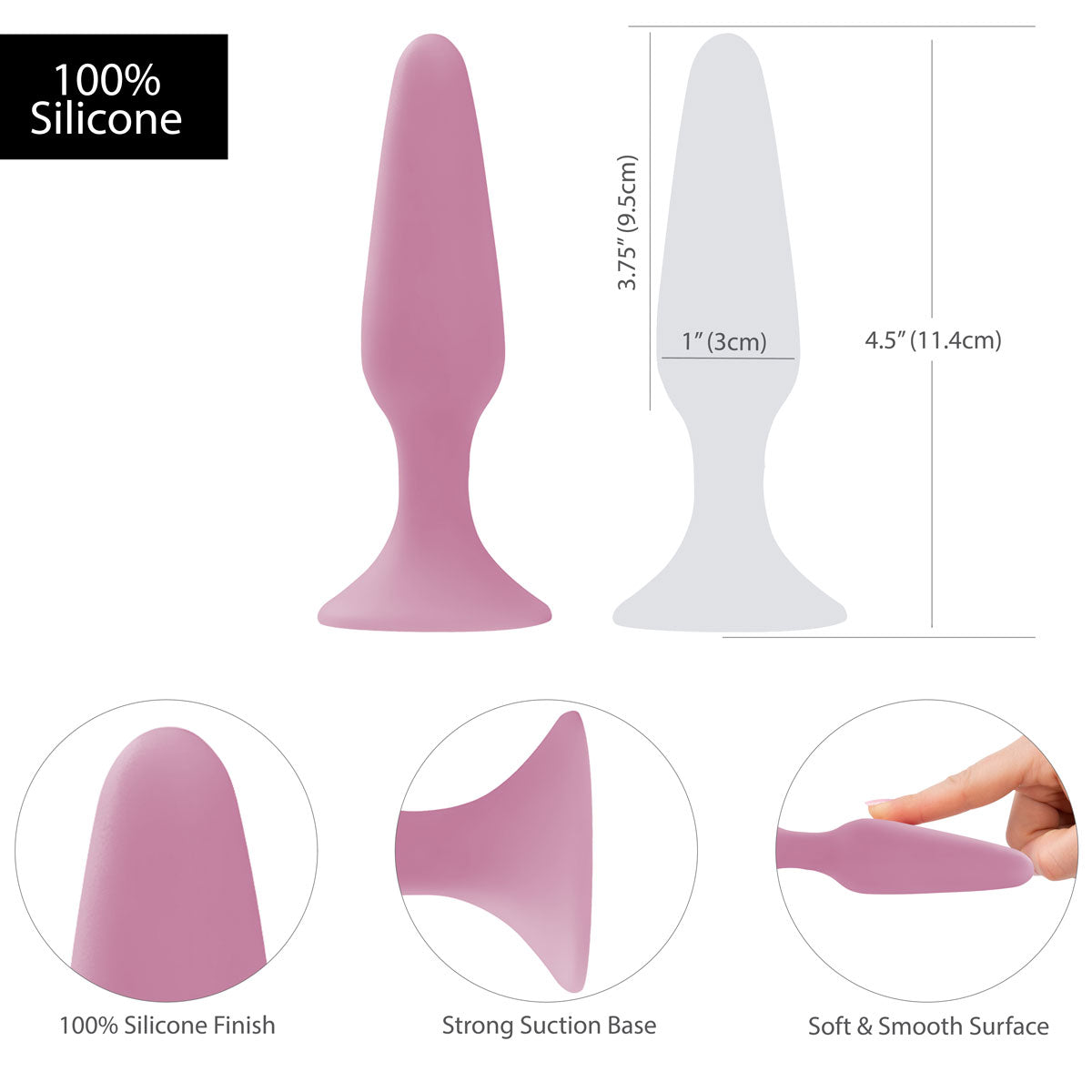 Pure Love® - Silicone Anal Plug - 4.5" - Pink