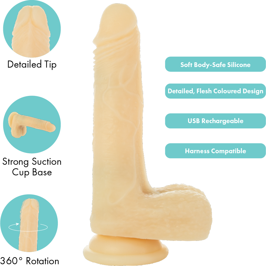 Pure Love® - Vibrating and Rotating Dildo with Remote - Beige