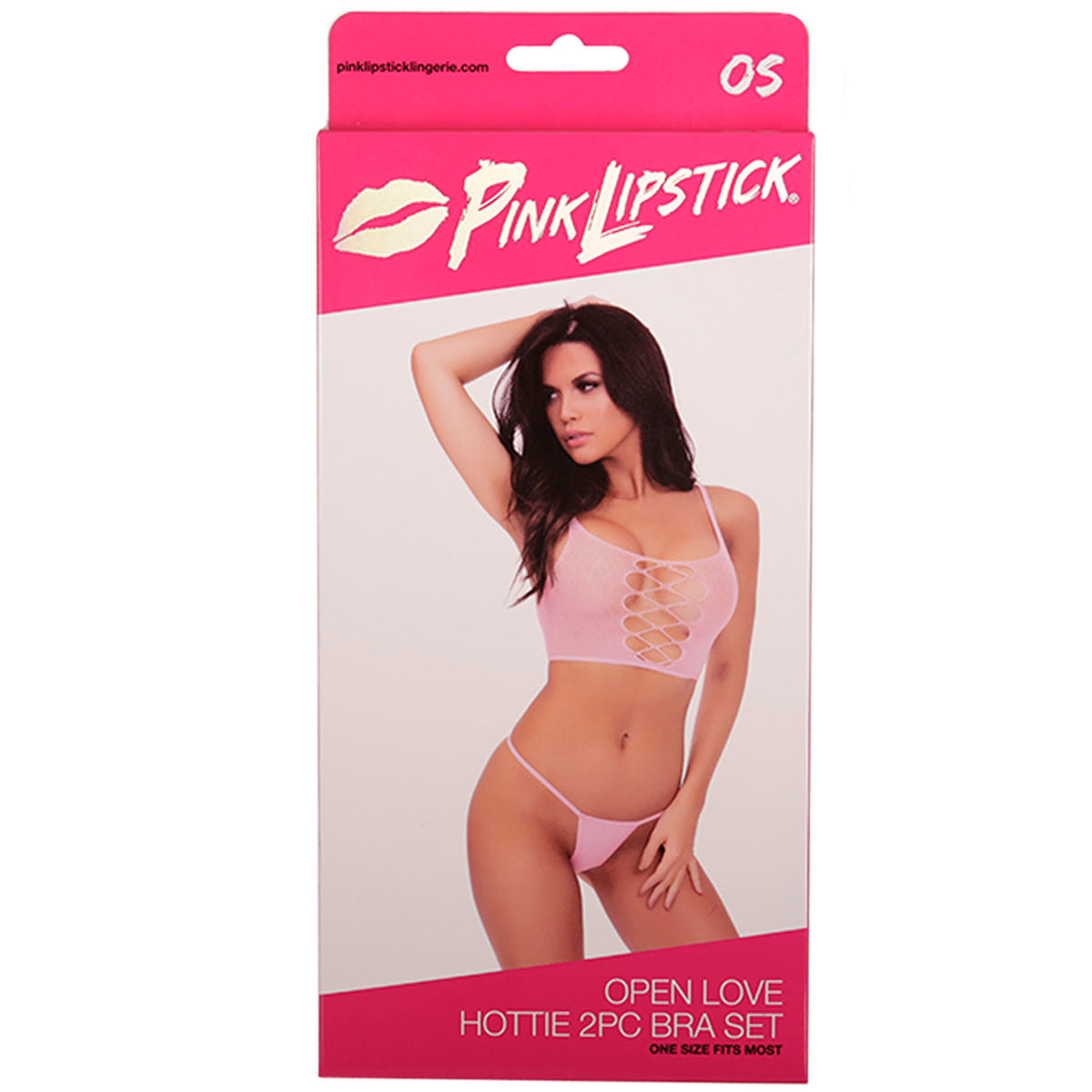 Ensemble 2 pièces soutien-gorge et culotte Pink Lipstick Open Love Hottie – Rose – Taille unique