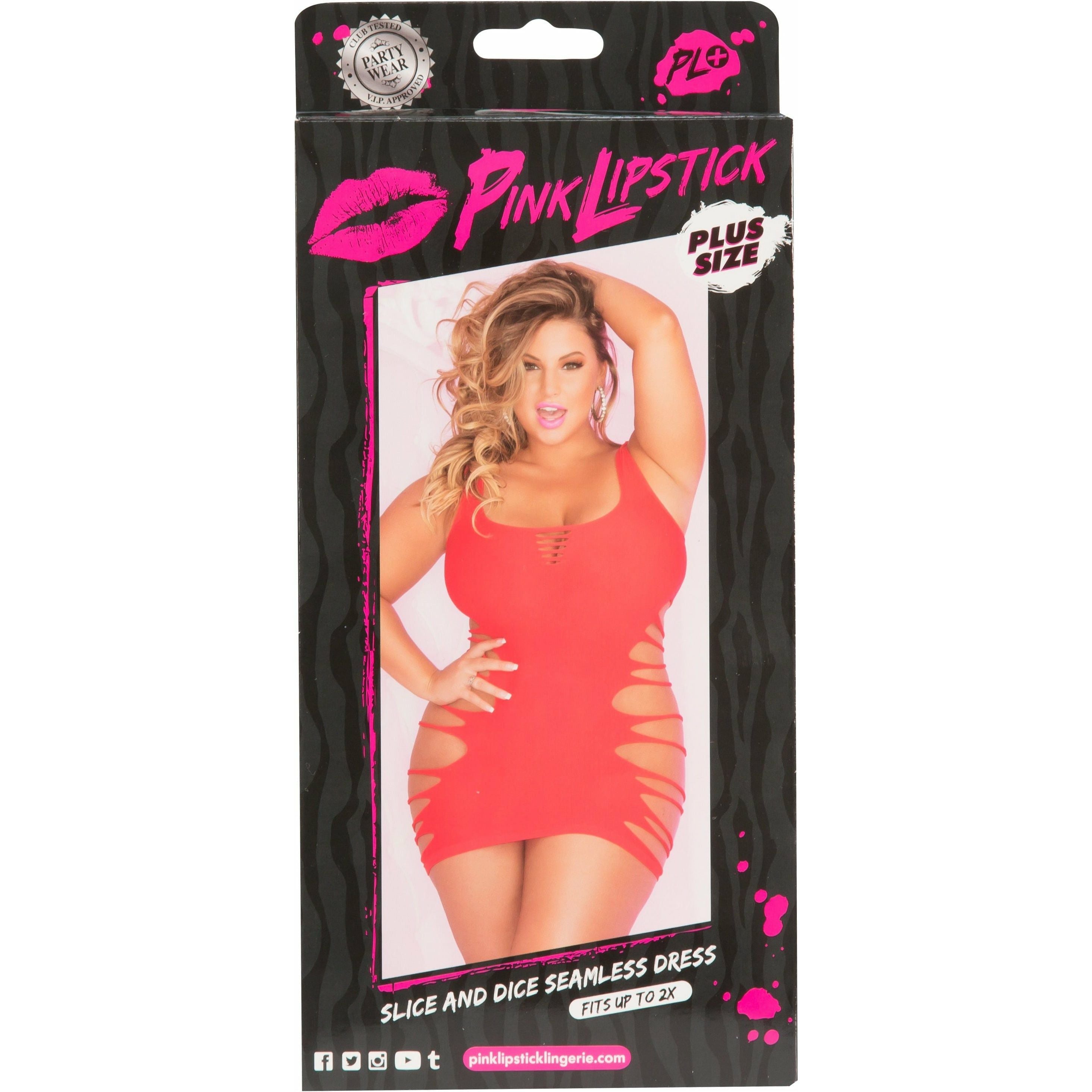 PINK LIPSTICK - Slice and Dice Seamless Dress - Plus Size - Red