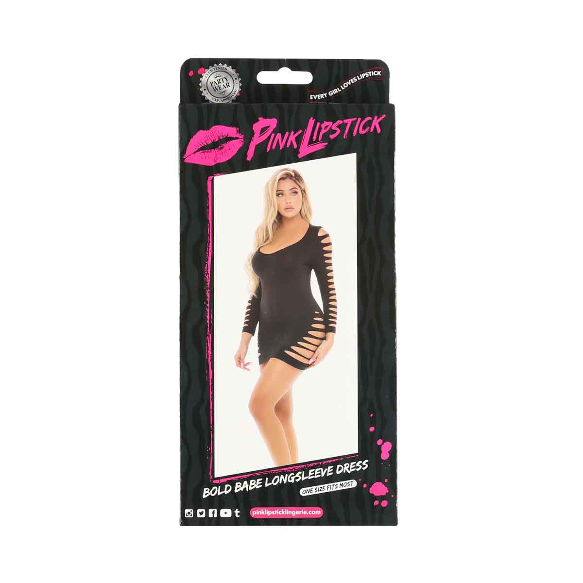 Rouge à lèvres rose - Robe à manches longues Bold Babe - Noir - TU
