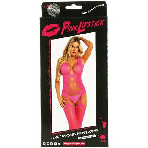 Pink Lipstick Flight Risk Bodystocking transparente - Rose - Taille unique