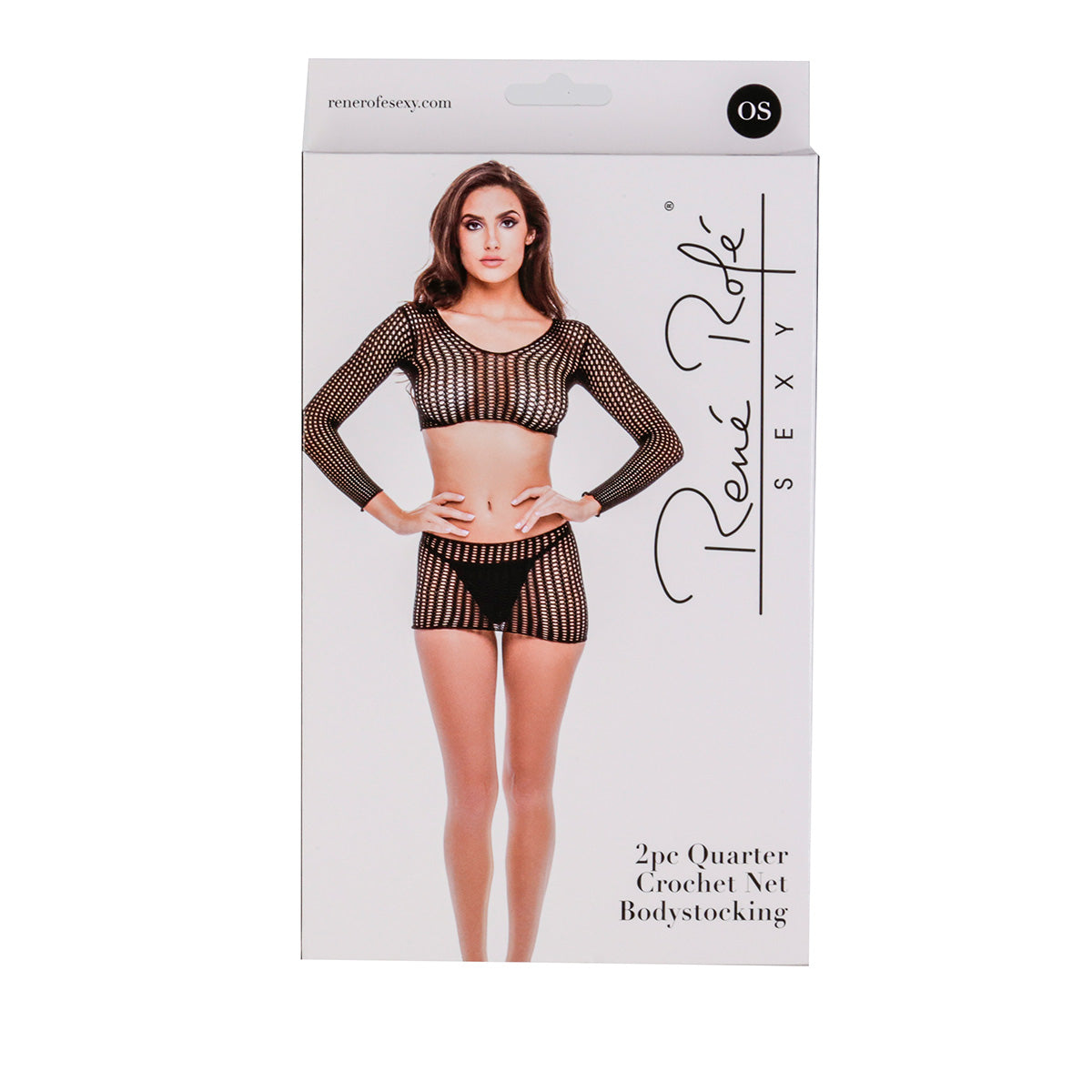 Rene Rofe Combinaison résille 2 pièces en crochet – noir - Taille unique