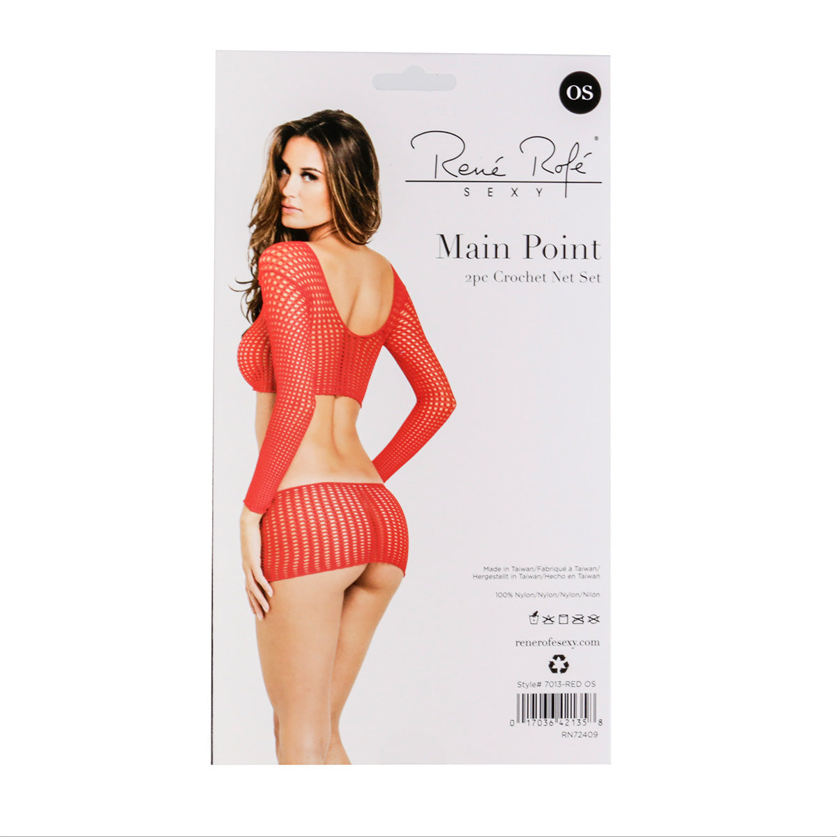 Ensemble 2 pièces en filet crocheté Rene Rofe – Rouge – Taille unique