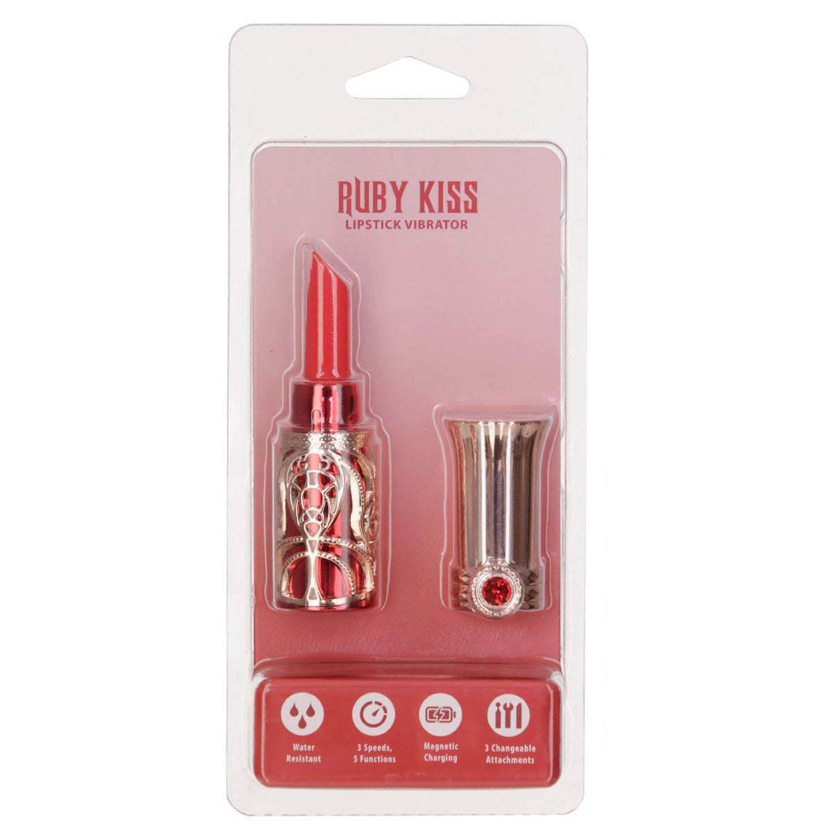 Rouge à lèvres Ruby Kiss – Rouge et or rose