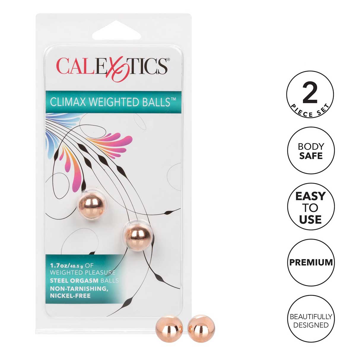 CALEXOTICS® - Climax Weighted Balls - 1.7 oz / 48.5 g - Rose Gold