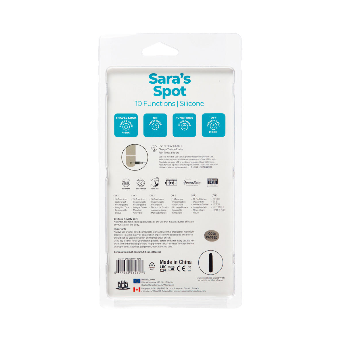 PowerBullet - Sara's Spot - Compact G-Spot Vibrator - Teal