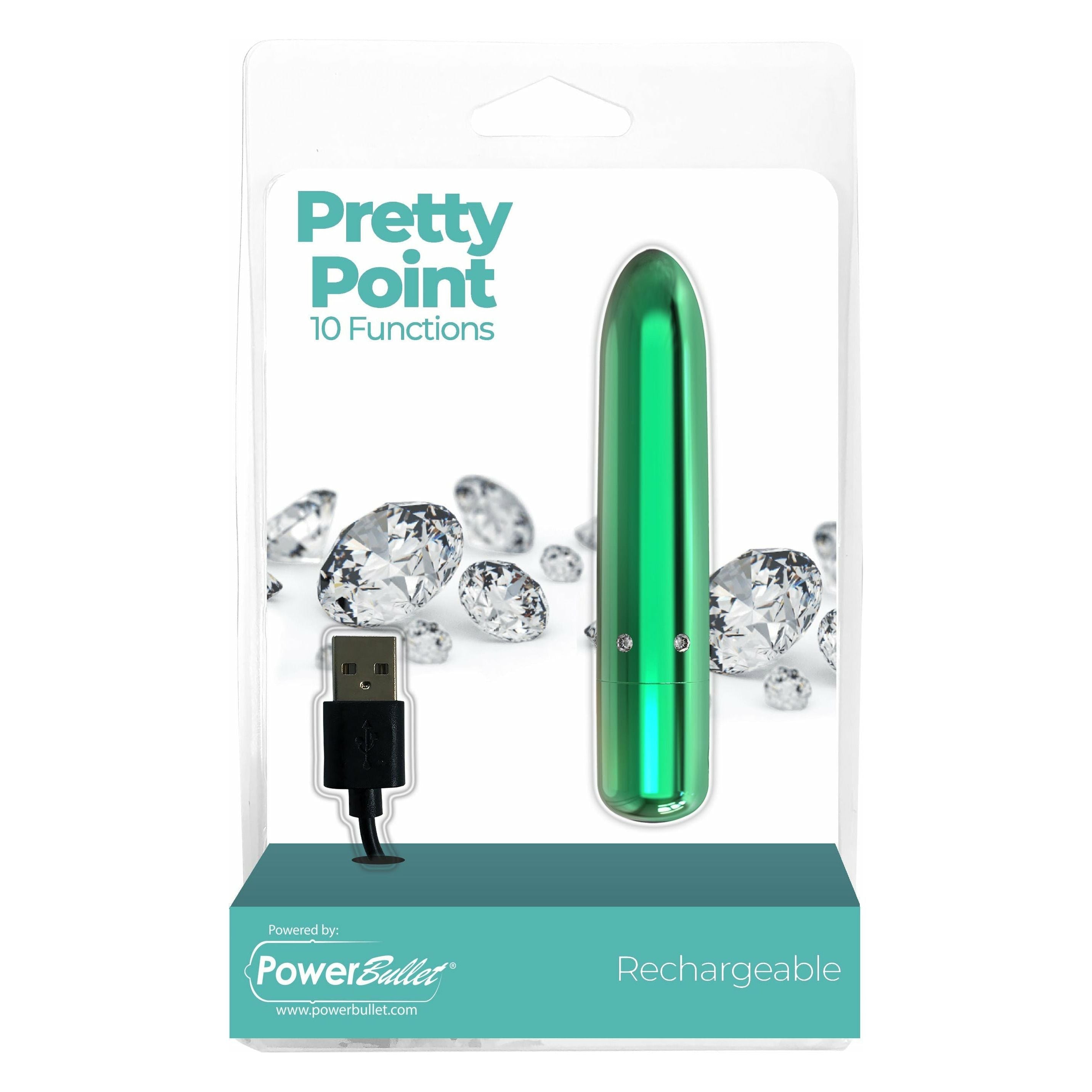 PowerBullet - Pretty Point - Vibrateur à puces - Rechargeable - Bleu sarcelle