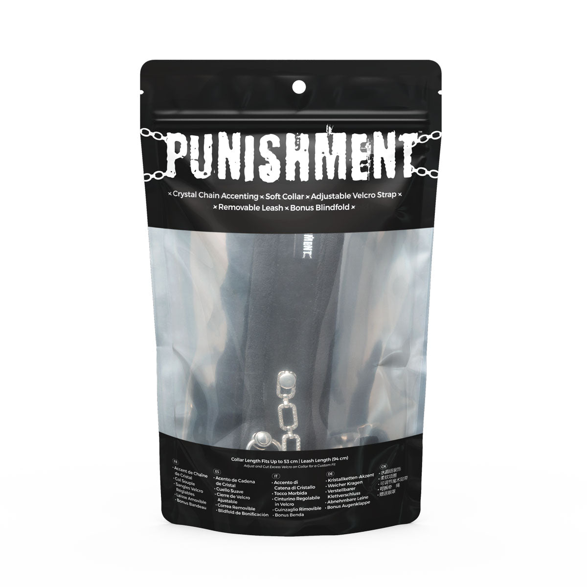 Punition - Collier et laisse en cristal - Noir