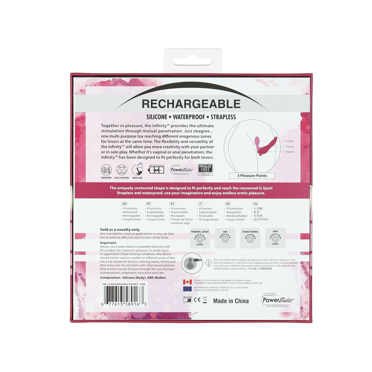 Infinity - Godemichet sans lanière rechargeable - Rose