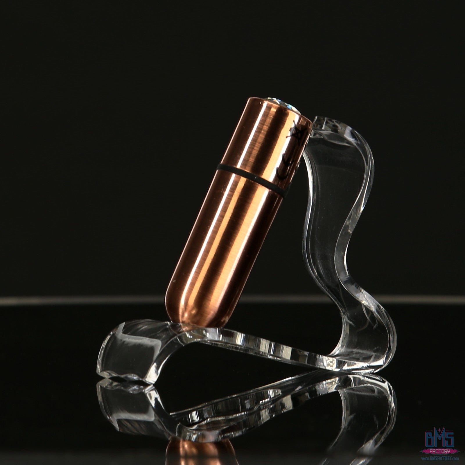 BMS - First-Class Bullet - Vibromasseur Balle 2,5" avec Pochette Porte-clés - Or Rose