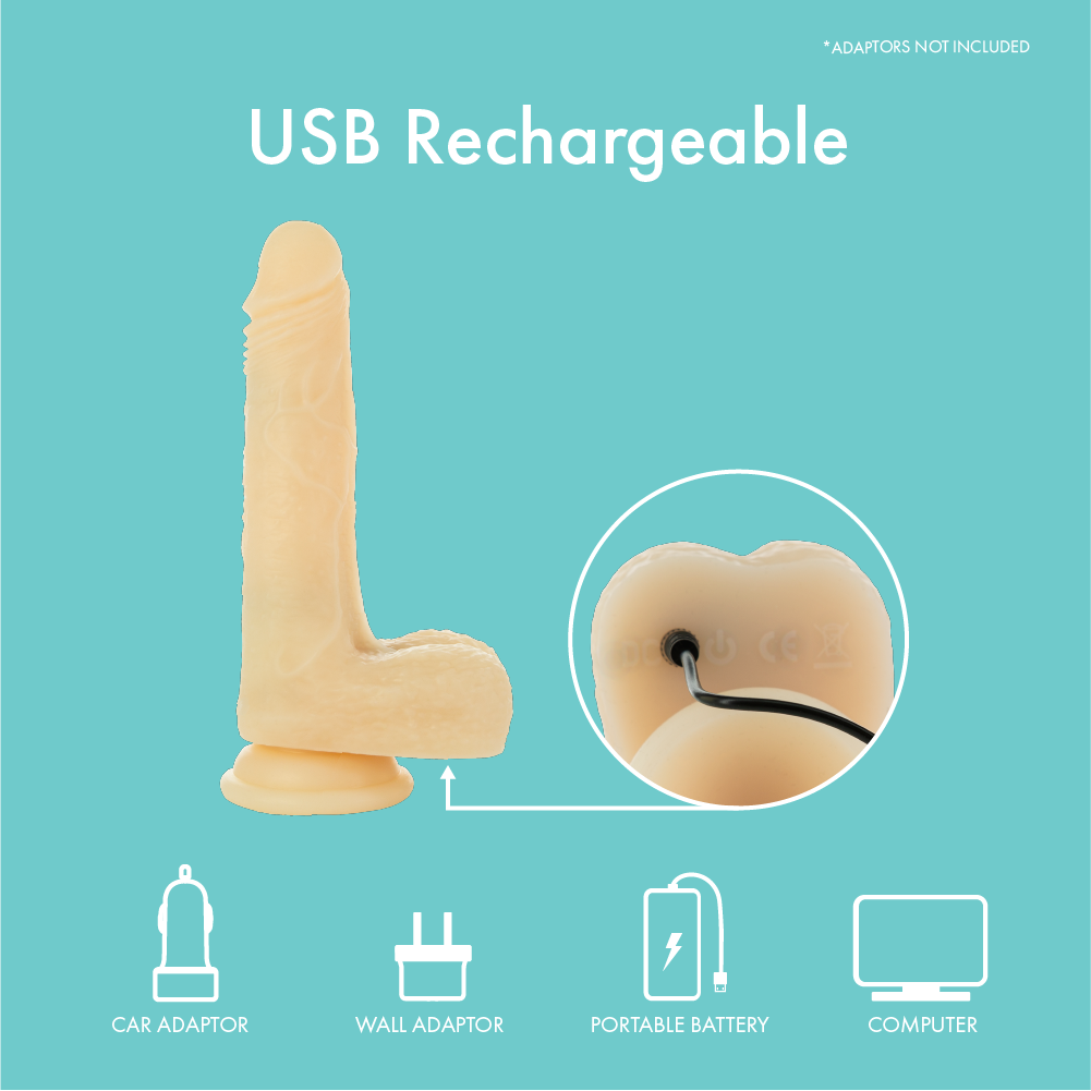 Pure Love® - Vibrating and Rotating Dildo with Remote - Beige