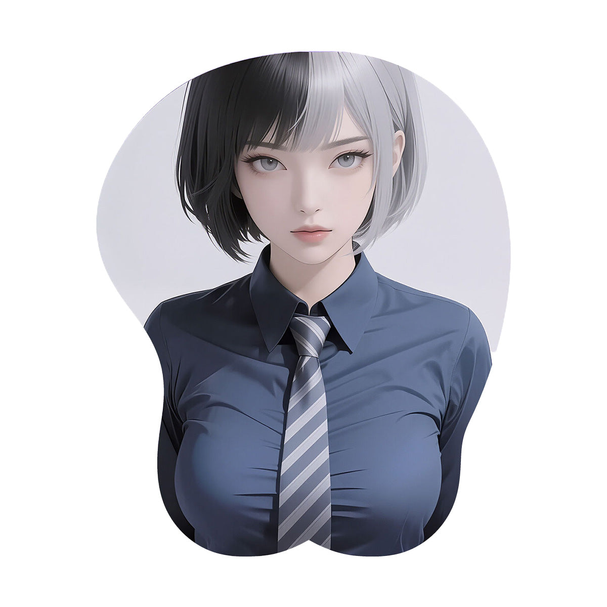 Tapis de souris Anime – Cheveux mi-bruns mi-gris, chemise et cravate