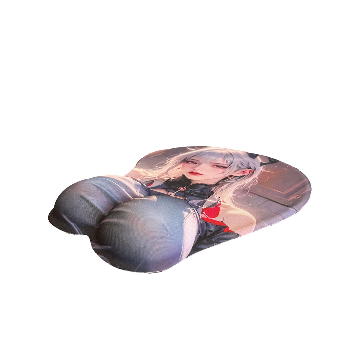 Tapis de souris Anime – Fille Anime aux Cheveux Gris et Haut Bleu