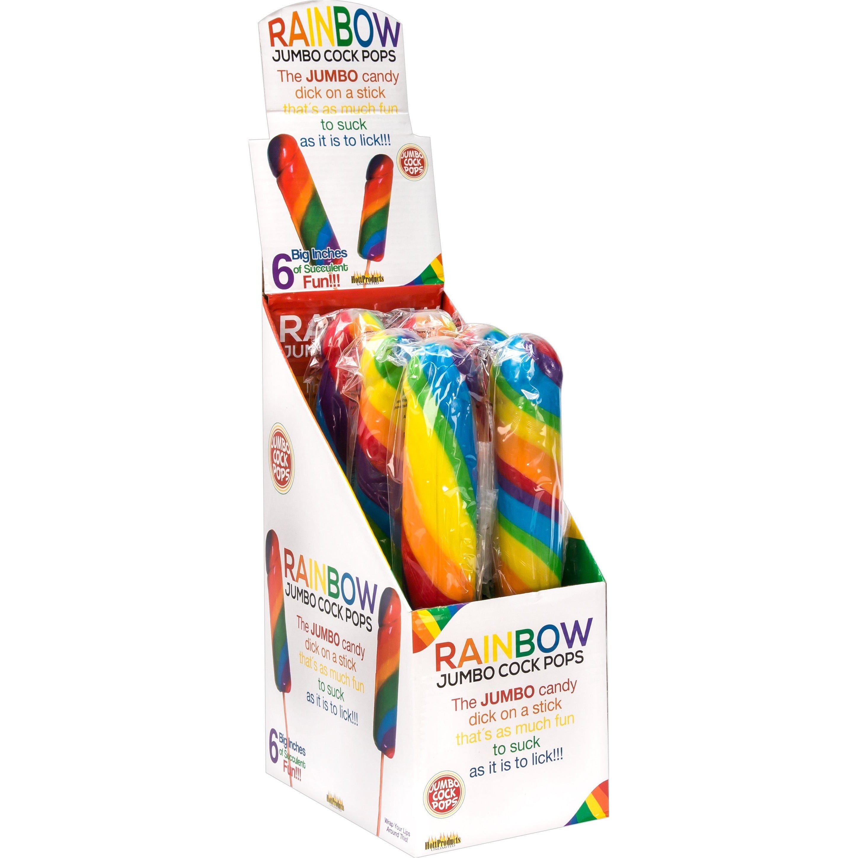 HottProducts Rainbow Jumbo Cock Pops - Présentoir de 6