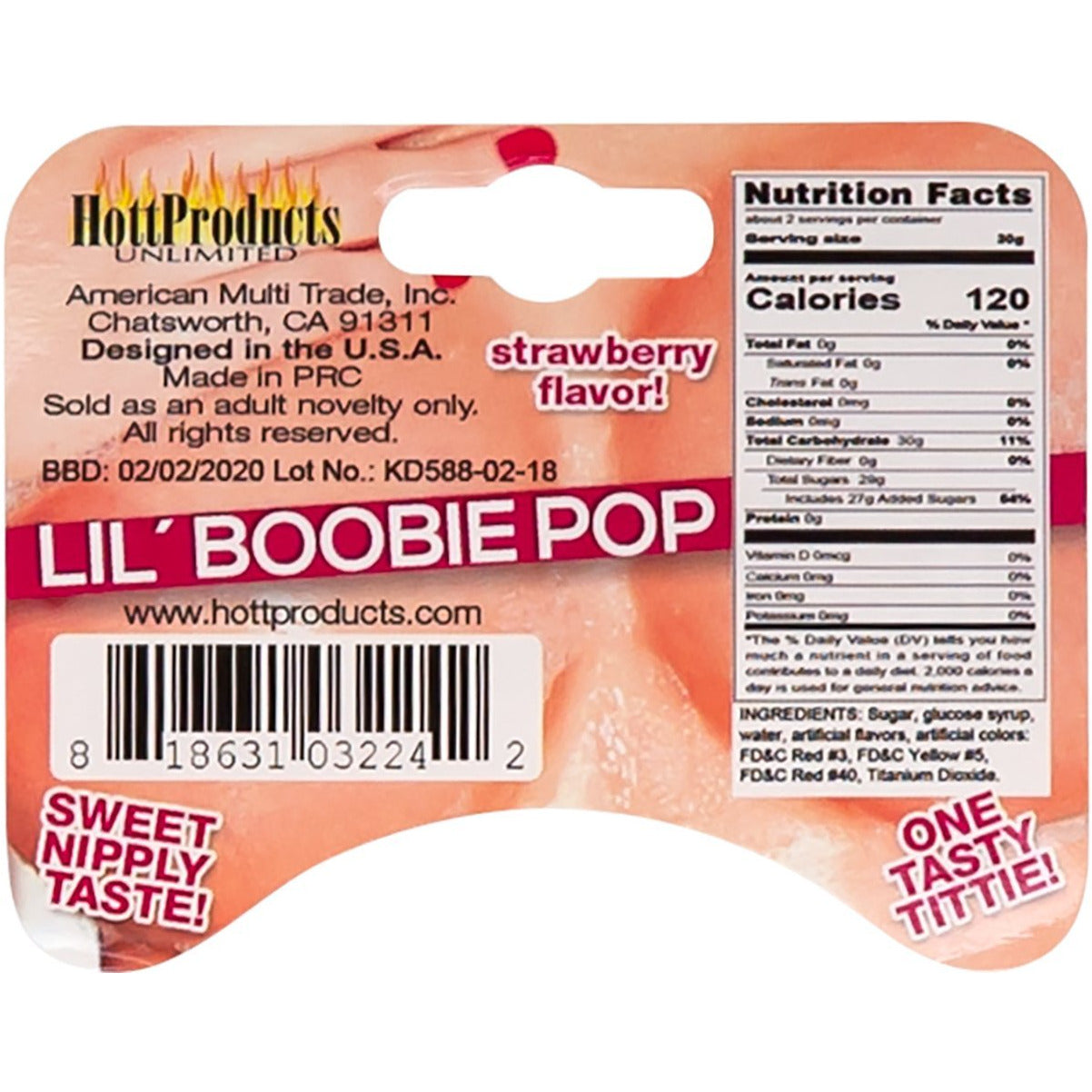 HottProducts - Lil' Boobie Pop - 58 g/2.05 oz. - Strawberry