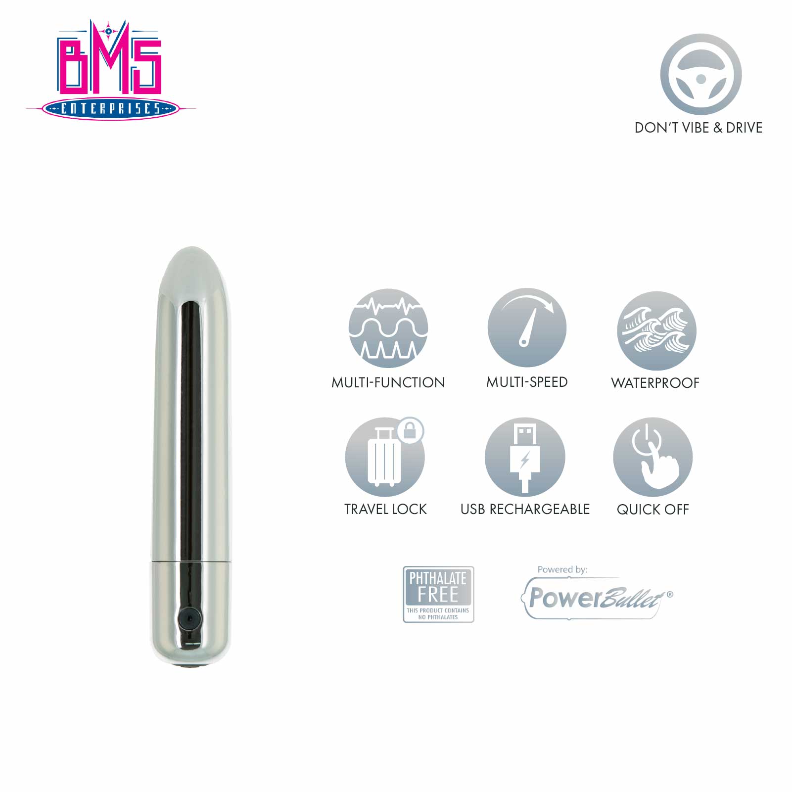 Pure Love® - Platinum Recharge Power Bullet - 4" - Silver