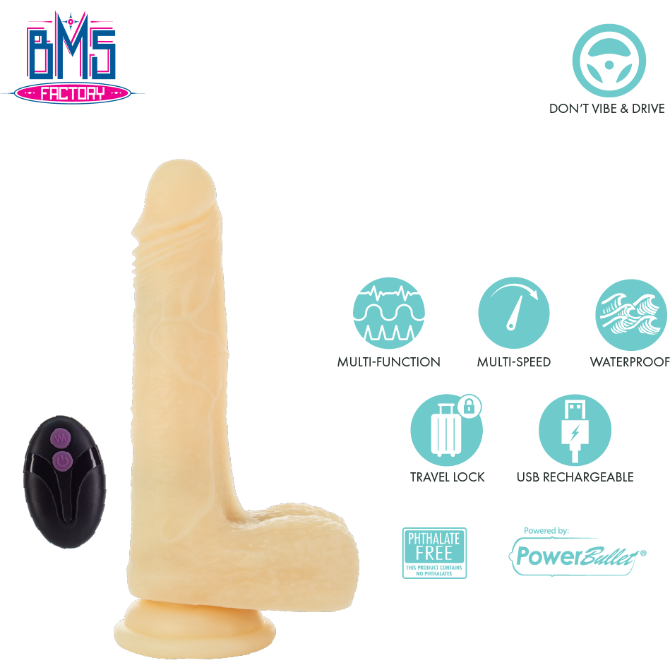 Pure Love® - Vibrating and Rotating Dildo with Remote - Beige