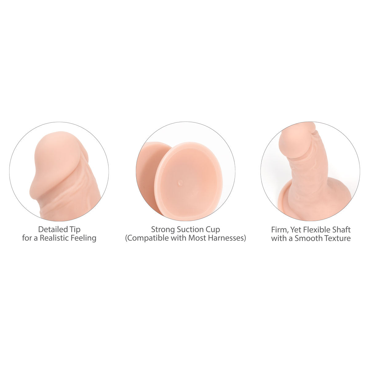 Pure Love® - Godemichet réaliste en silicone lisse avec ventouse – 19 cm – Beige