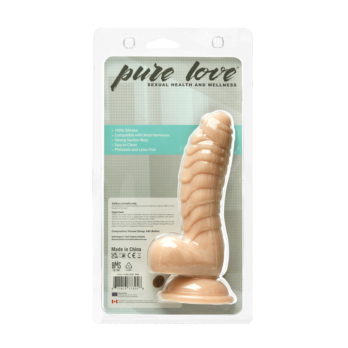 Pure Love® – Ben – Godemichet de 7 po avec testicules – Beige