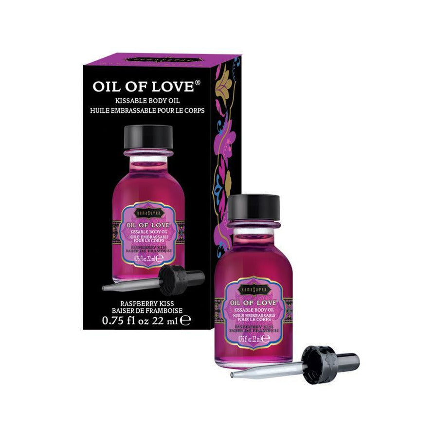 Kama Sutra Huile d'Amour - Huile Corporelle Comestible - Baiser Framboise - 22 ml / 0,75 oz